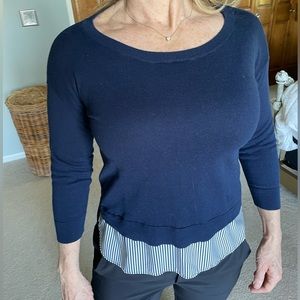 Lauren by Ralph Lauren layered Woman Navy lightweight cropped sweater - Size Med